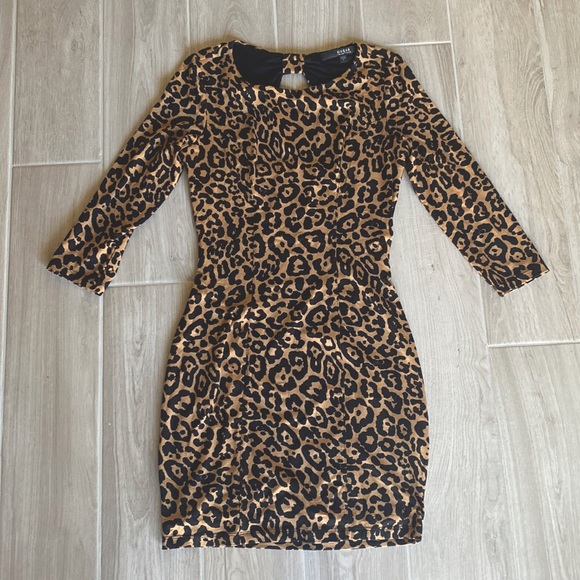 Guess leopard print dress quarter sleeve - Picture 1 of 3